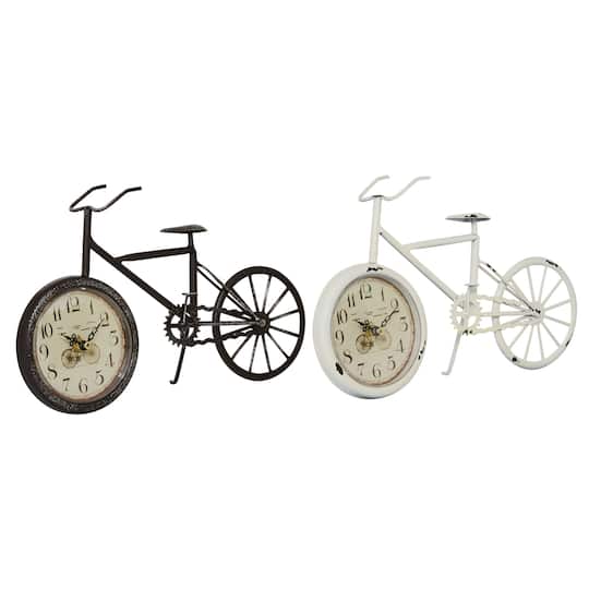 12&#x22; Metal Country Cottage Bicycle Clock Set